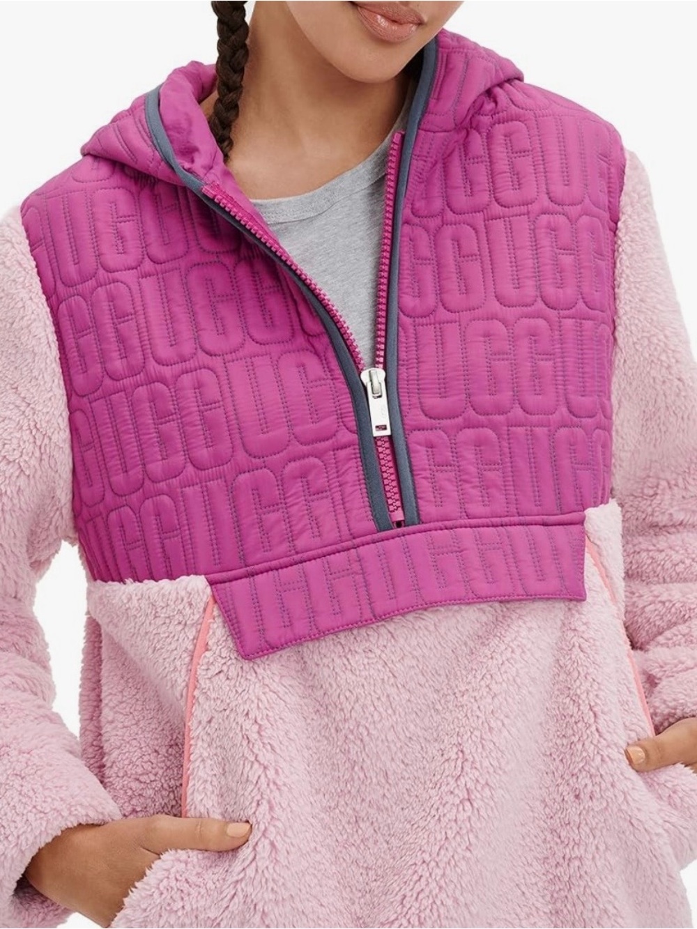 UGG IGGY SHERPA HALF ZIP HOODED JACKET